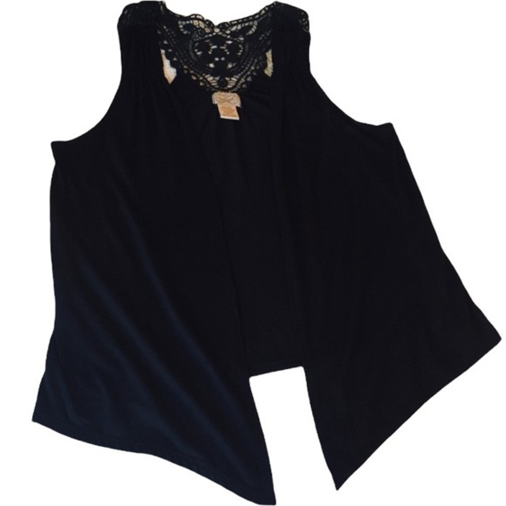 Eyelash Couture Black Open Front Tanktop